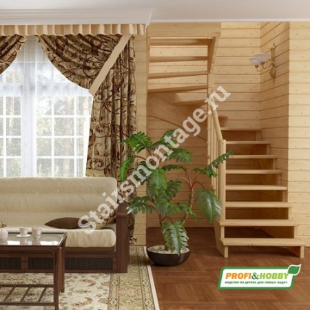 Лестница П-образная с подступенками К-003м/3 из сосны Лестница П-образная с подступенками К-003м/3 из сосны