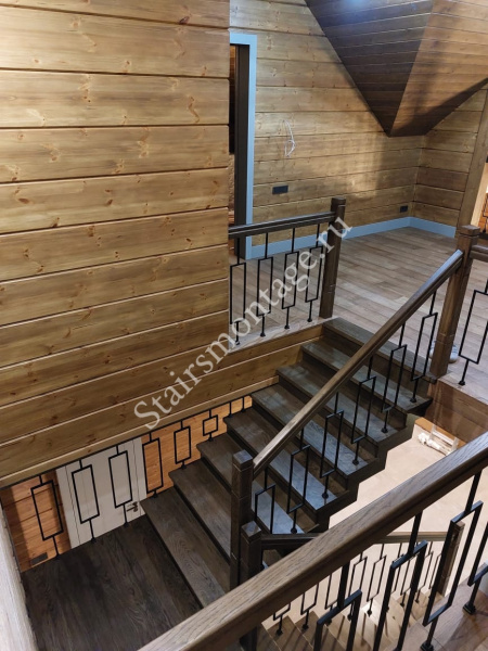 П-образная лестница с поворотом на 180 градусов и площадкой № 179