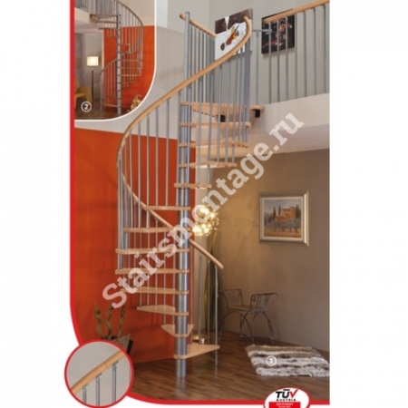 Лестница винтовая № 131 P&H Spiral Color 140 из березы