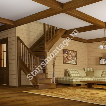 Лестница Г-образная ЛС-225м new из сосны