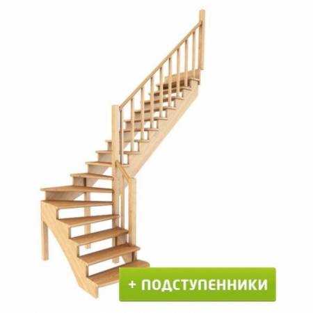 Лестница Г-образная К-001м/6 из сосны с подступенками