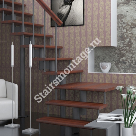 Лестница Г-образная № 130 на больцах из хвойных пород дерева Лестница Г-образная № 130 на больцах из хвойных пород дерева