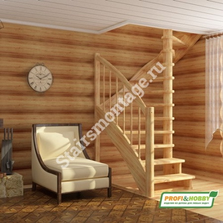 Лестница П-образная К-005м/1 Л из сосны