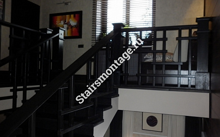 Бетонная лестница отделанная дубом №160