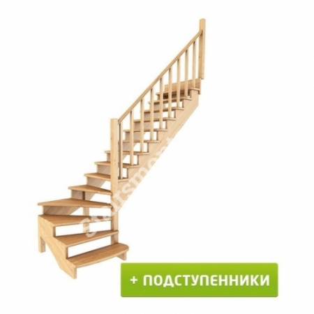 Лестница Г-образная К-001м/7 из сосны с подступенками Лестница Г-образная К-001м/7 из сосны с подступенками