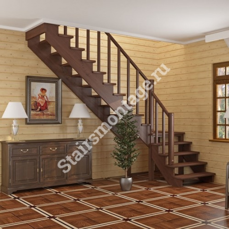 Лестница Г-образная К-002м/2 из сосны с подступенками