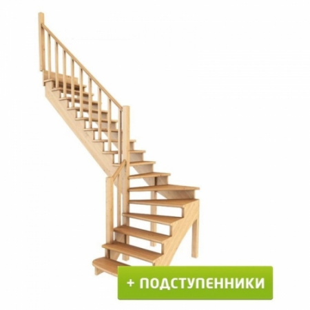 Лестница Г-образная К-001м/6 из сосны с подступенками