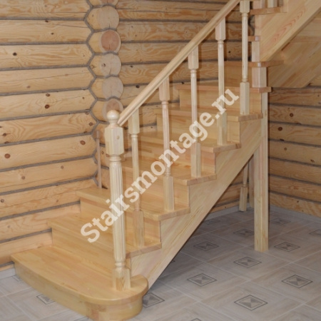 Лестница из сосны на заказ Г-образная № 56 Лестница из сосны на заказ Г-образная № 56