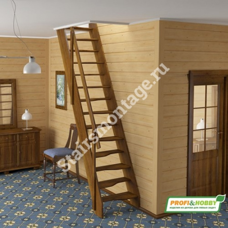 Лестница прямая № 114 К-007м/28 из сосны