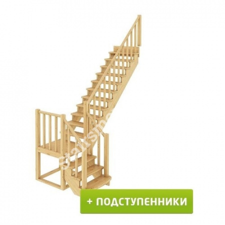 Лестница Г-образная с подступенками К-022м из сосны Лестница Г-образная с подступенками К-022м из сосны
