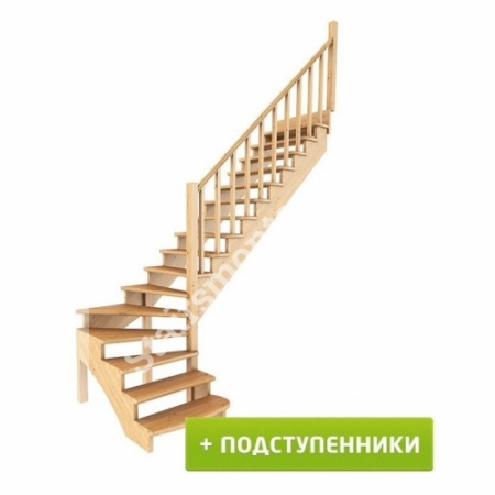 Лестница Г-образная  с подступенками К-001м/5 из сосны