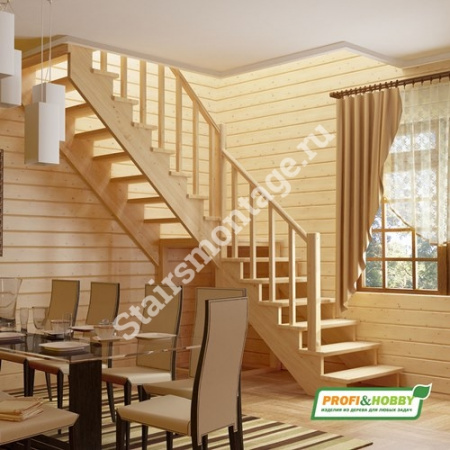 Лестница Г-образная К-002м/4  из сосны