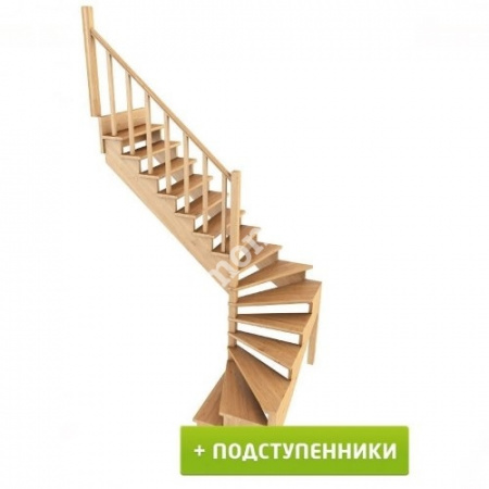 Лестница П-образная с подступенками К-003м/5 из сосны