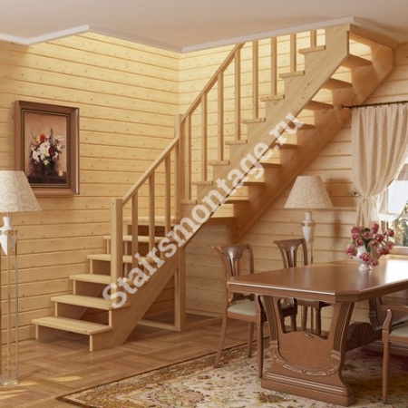 Лестница Г-образная с подступенками К-002м/3 из сосны Лестница Г-образная с подступенками К-002м/3 из сосны