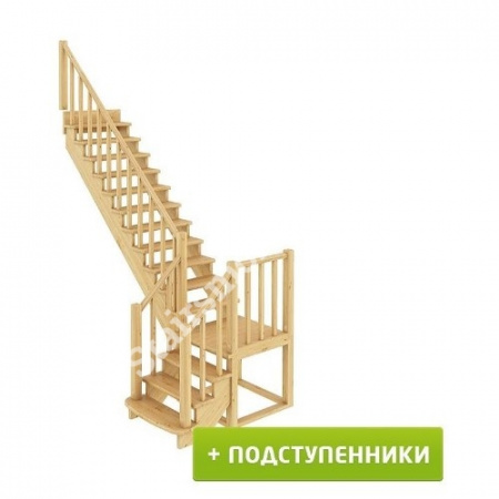 Лестница Г-образная с подступенками К-022м из сосны Лестница Г-образная с подступенками К-022м из сосны