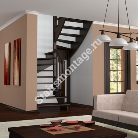 Лестница П-образная с подступенками К-003м/1 из сосны