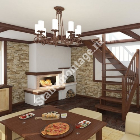 Лестница Г-образная ЛС-09м/1 из сосны