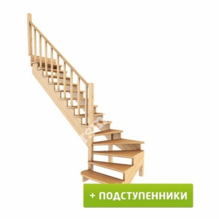 Лестница Г-образная К-001м/7 из сосны с подступенками Лестница Г-образная К-001м/7 из сосны с подступенками