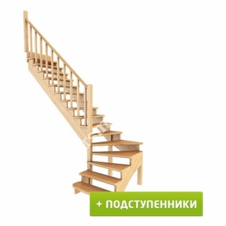 Лестница Г-образная  с подступенками К-001м/5 из сосны