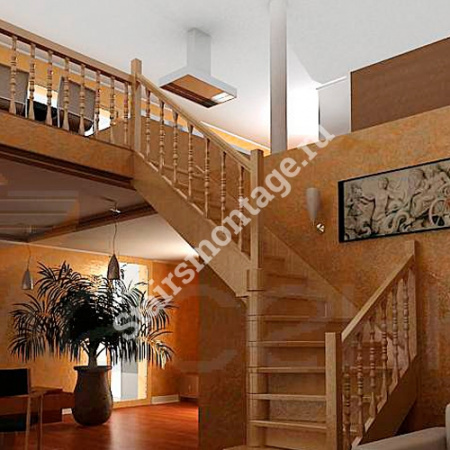 Лестница Г-образная ЛЕС - 02 из хвойных пород дерева