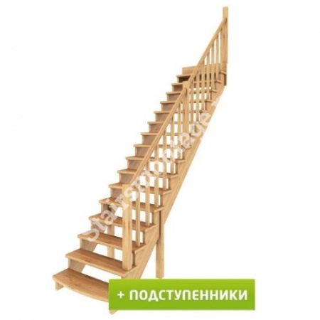 Лестница прямая с подступенками К-020м из сосны