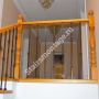Лестница на металлическом каркасе обшитая дубом на заказ № 164