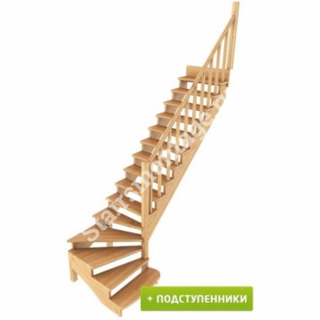 Лестница Г-образная К-001м/8 из сосны с подступенками