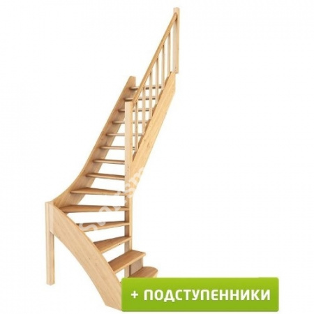 Лестница Г-образная с подступенками ЛС-07м/5 из сосны