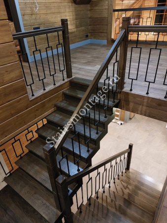 П-образная лестница с поворотом на 180 градусов и площадкой № 179